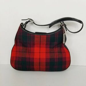 Coach Plaid Mini Handbag Red & Black Purse